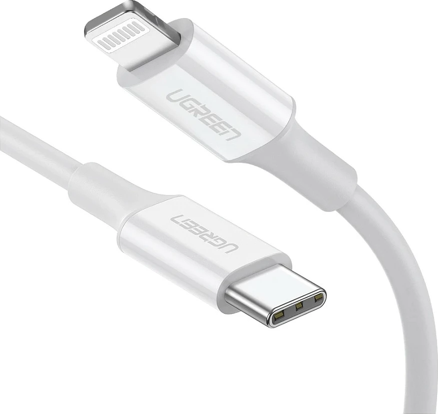 Kabëll UGREEN USB-C në Lightning, karikim dhe sinkronizim, i bardhë