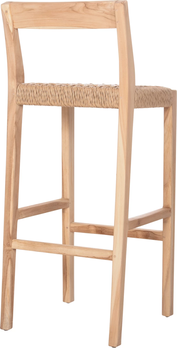 Karrige për bar me mbështetëse, dru tik & litar VIRO, 40x45x100H cm