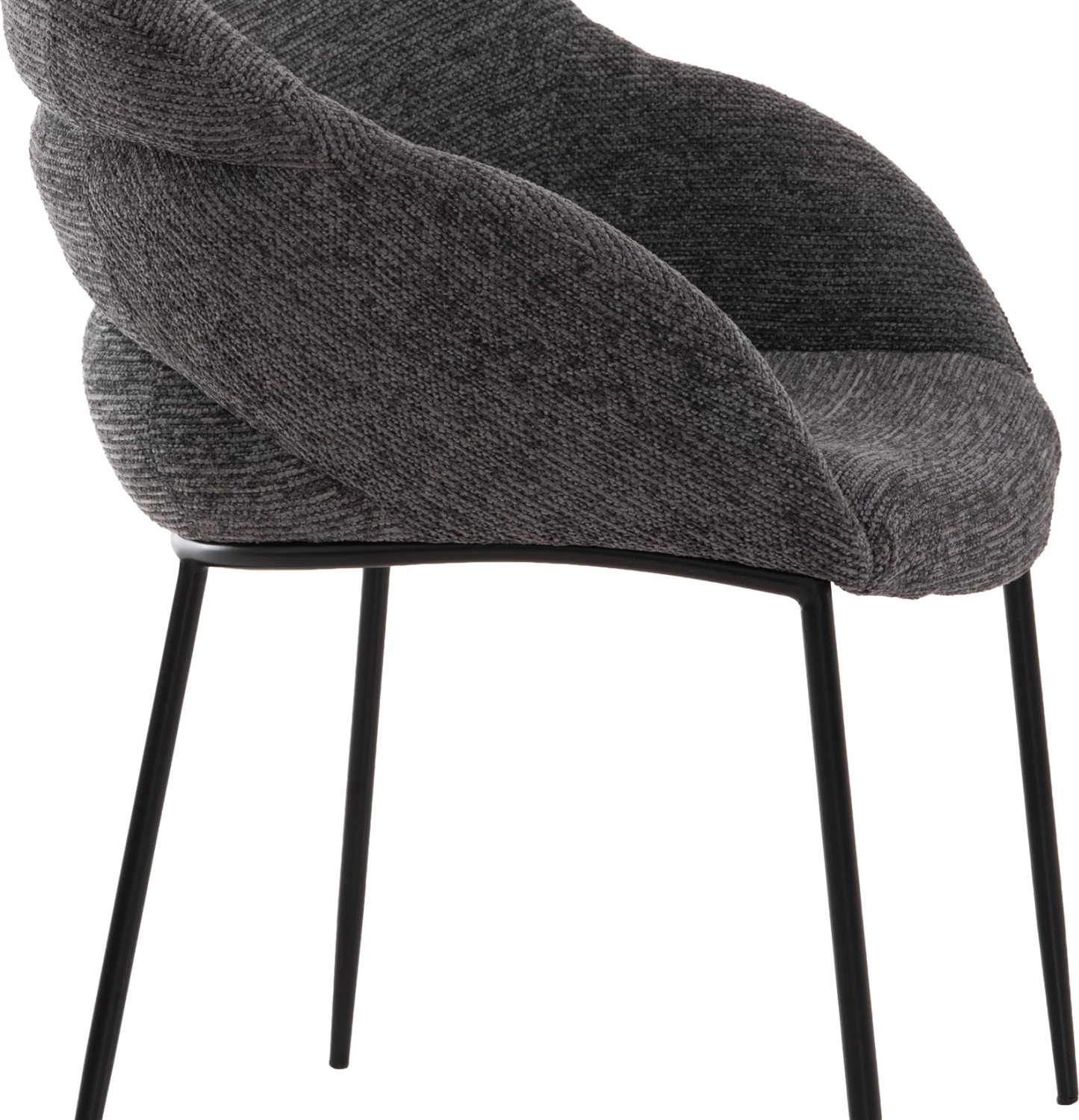 Karrige ngrënieje DRENNY, material gri, këmbë metalike të zeza, 62x63x85cm, set prej 2 copë