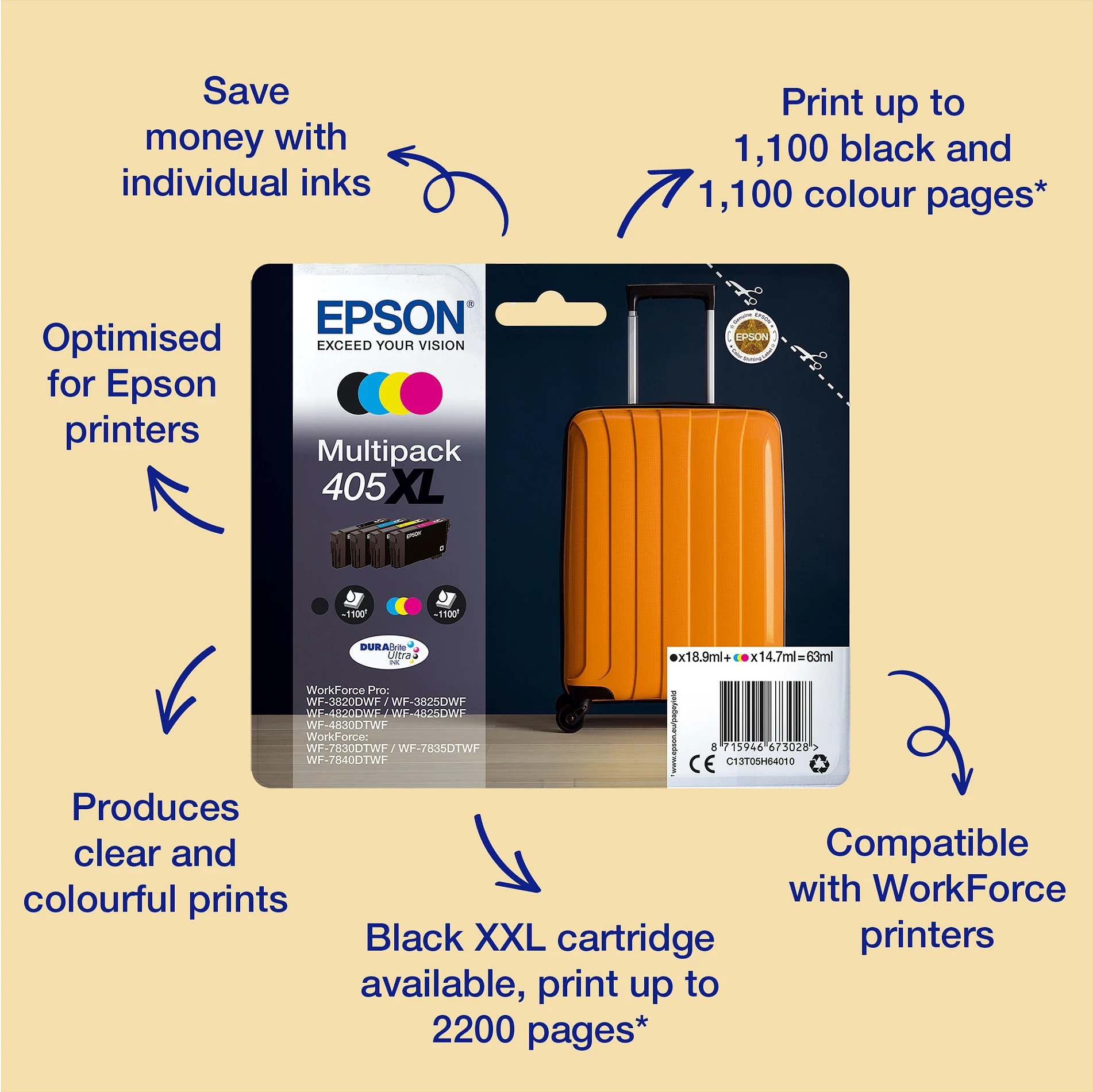 Kartrixha boje Epson 405XL Multipack, XL, BK/C/M/Y