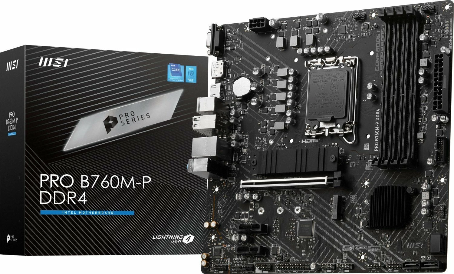 Pllakë amë MSI PRO B760M-P DDR4, 128GB, Micro-ATX, e zezë