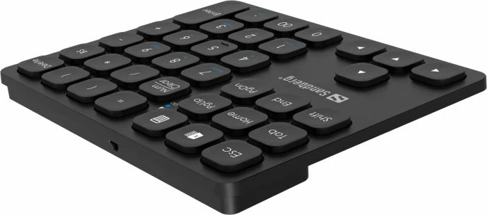 Tastierë numerike wireless Sandberg 630-09, 2.4GHz + Bluetooth, bateri e rikarikueshme, receiver USB-A, e zezë