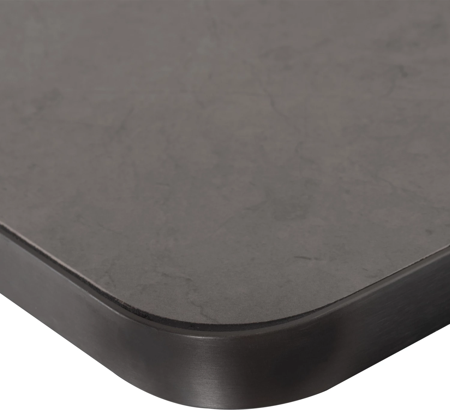 Sipërfaqe tavoline katrore prej guri të sinterizuar, FH6654.05, mermer gri me kornizë alumini gri, 70x70 cm
