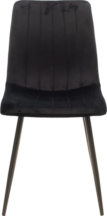 Set 4 karriga Noor, kadife e zezë, këmbë metalike të zeza, 44x53x86cm