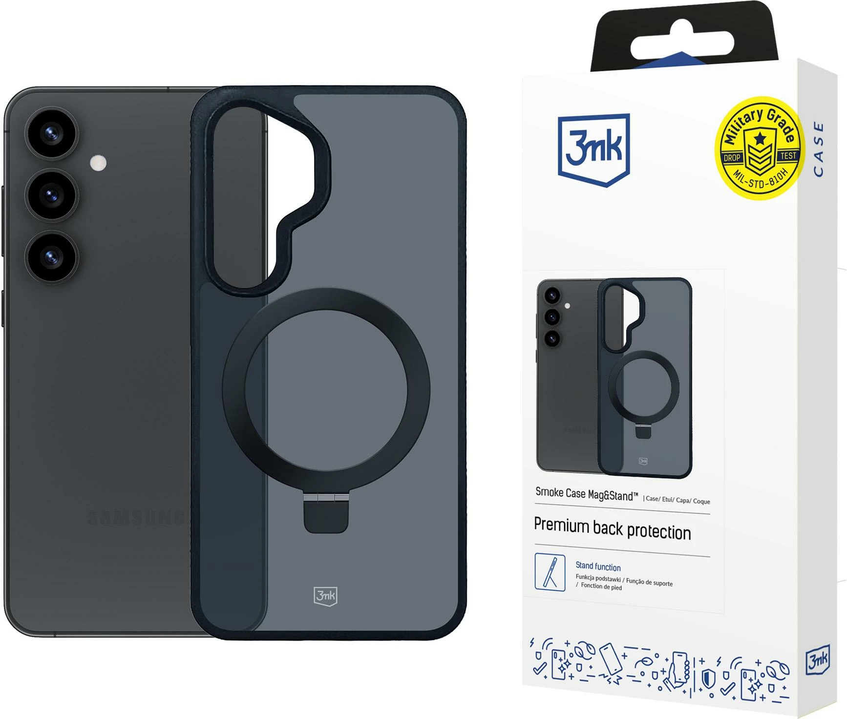 Mbështjellës 3mk Smoke Case Mag&Stand për Samsung Galaxy S25, i zi