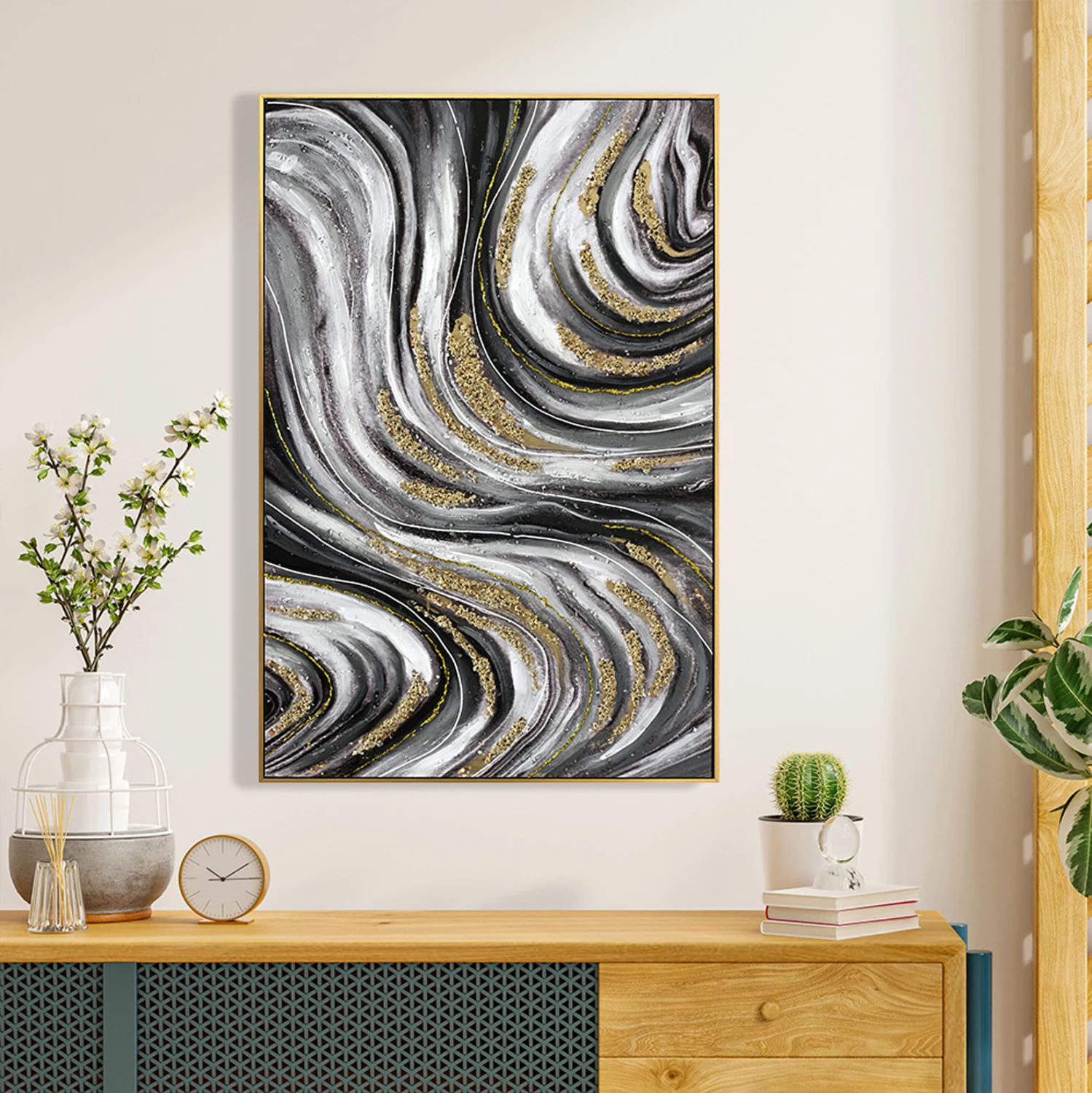 Pikturë muri abstrakte FH4561, kornizë PS, 62x4.5x92 cm