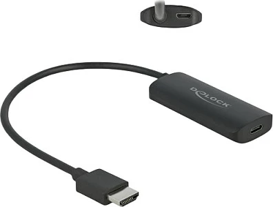 Adapter DeLOCK HDMI-A në USB Type-C, DP 1.4 Alt Mode, 8K 30Hz, 0.18 m, i zi