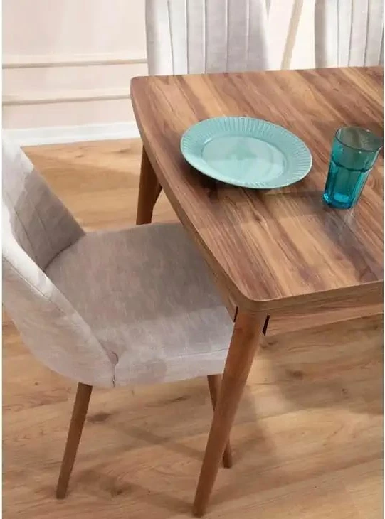 Tavolinë me karrige, zgjatshme, krem, 5 copë, Skye Decor, Lidyana