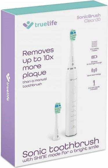 Furçë dhëmbësh elektrike TrueLife SonicBrush Clean30 Duo, e bardhë dhe e zezë, set prej 2 copë