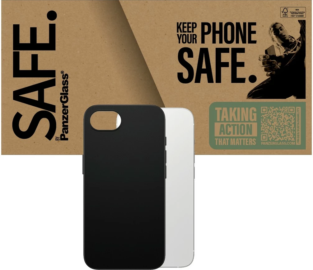 Mbështjellës PanzerGlass për iPhone 16e, TPU, i zi