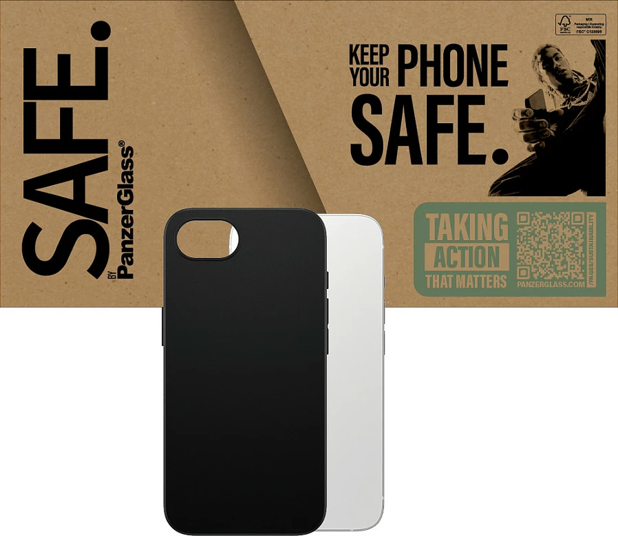 Mbështjellës PanzerGlass për iPhone 16e, TPU, i zi