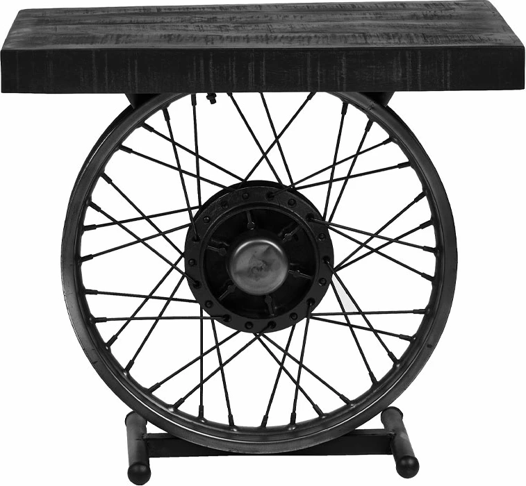 Tavolinë anësore Wheel, ngjyrë e zezë-argjend, 61x36x56