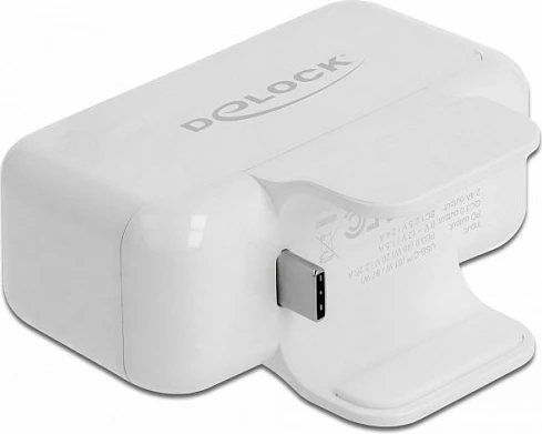Adapter karikimi DeLOCK për furnizues Apple, 4 porta (1x USB-C PD 3.0, 3x USB-A), 20V 3A, i bardhë