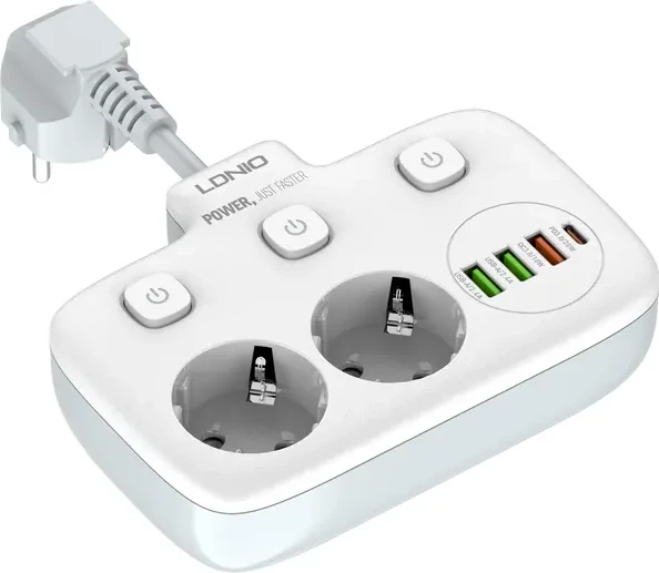 Prizë e rrymës Ldnio 2 AC Outlets Portable Electrical Extension Socket