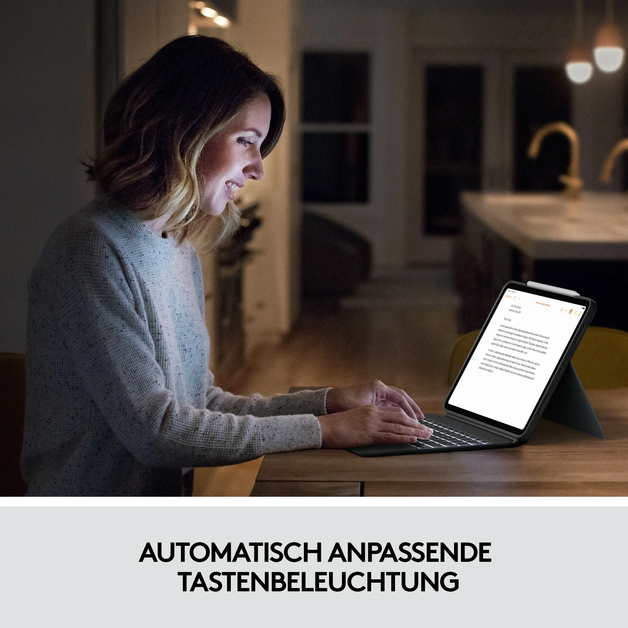 Mbështjellës me tastierë Logitech Combo Touch për iPad Pro 12.9 inch, gri