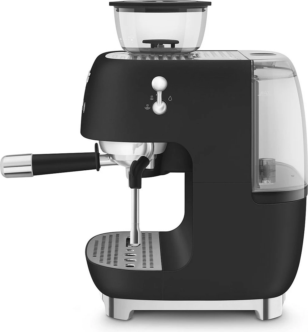 Makinë kafeje espresso Smeg EGF03BLMEU, rezervuar 1L, me mulli të integruar, Thermoblock, shkop avulli, e zezë