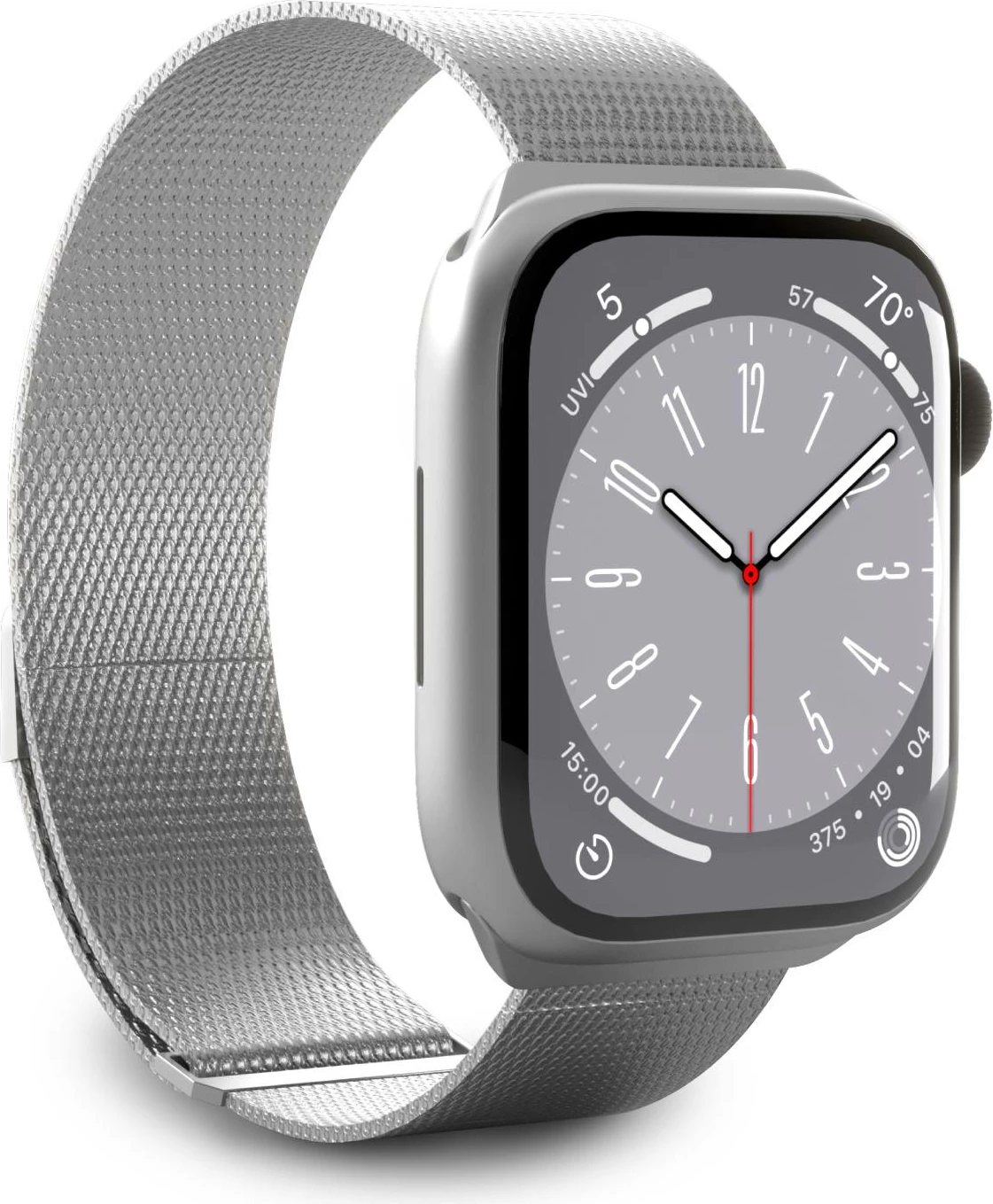 Rrip çeliku inox Puro Milanese për Apple Watch 42/44/45/49mm, Argjend