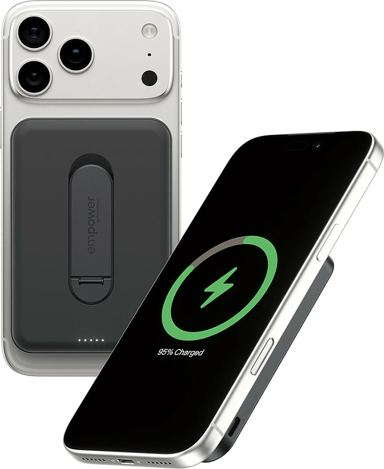 Power bank PanzerGlass empower bank 5000mAh, Qi2/MagSafe, spin stand, Space Black