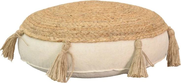 Jastëk pufi Elefon Inart, pëlhurë natyrale-ecru, D40x7.5cm