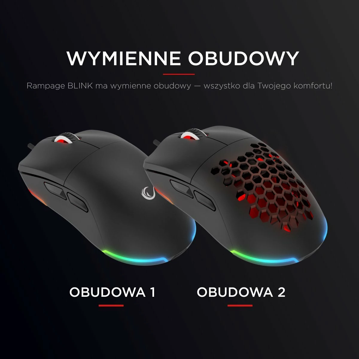 Maus gaming Rampage Blink (BLINK-BLACK) 12800 DPI RGB USB me kabllo, i zi, me kapakë ndërrues
