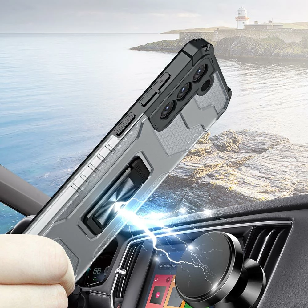 Mbështjellës Hurtel Crystal Ring Case për Samsung Galaxy S22+, me mbajtëse magnetike, Jeshil