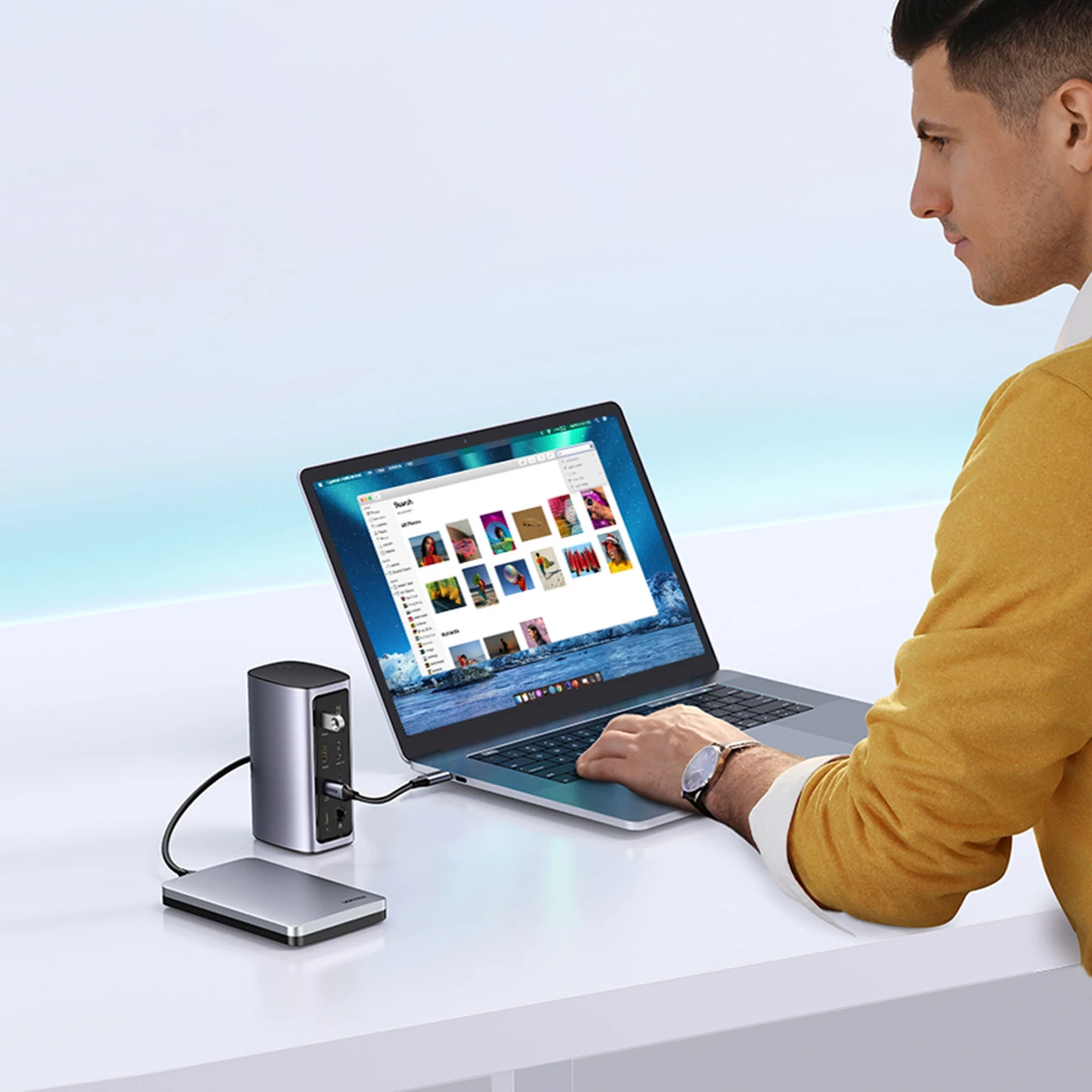 HUB multifunksional Ugreen CM555 12-në-1, USB-C, HDMI, DP, RJ45, SD/TF, Gri