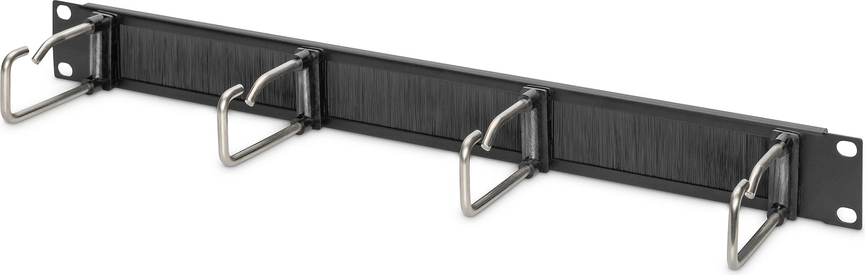 Panel menaxhimi kabllosh Digitus 19" 1U me unaza çeliku dhe shirit furçe, i zi