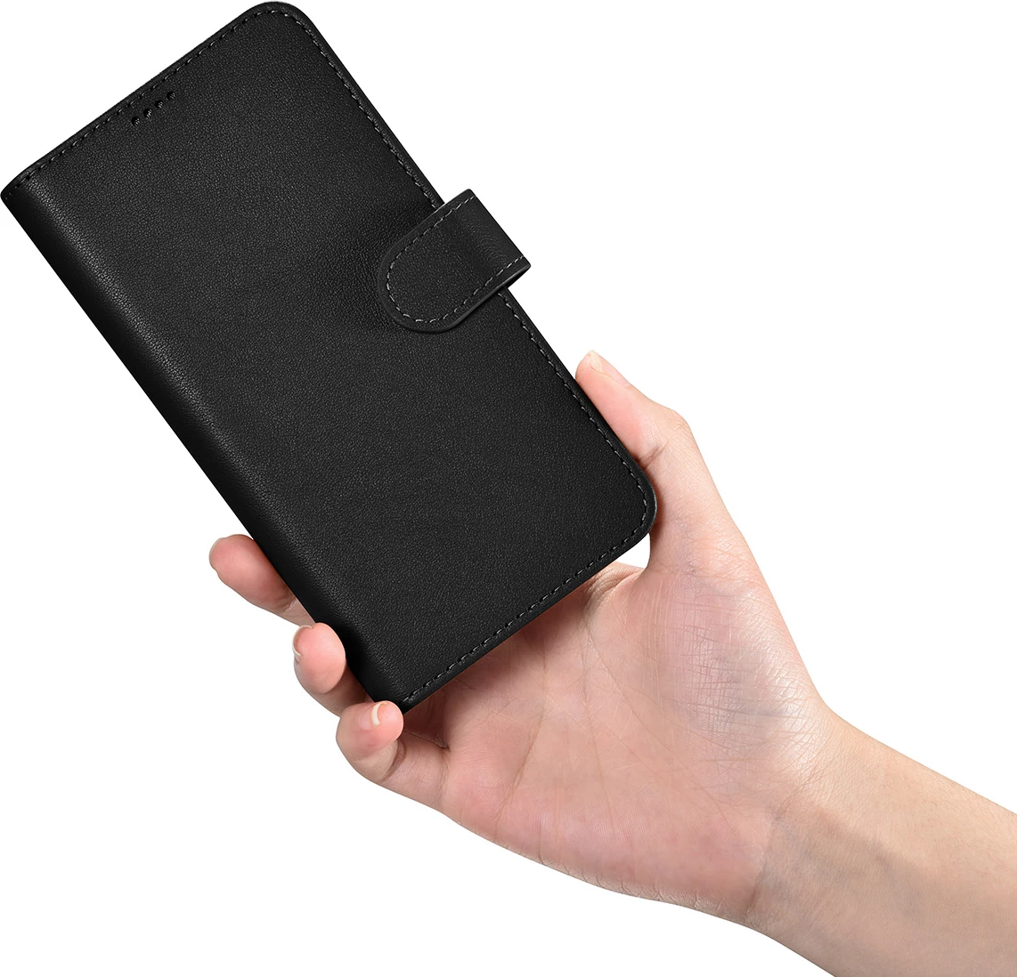 Mbështjellës iCarer Haitang Wallet për Samsung Galaxy S23, lëkurë, i zi