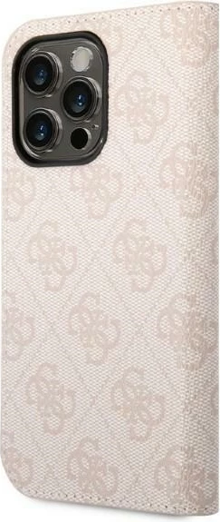 Mbështjellës Guess Bookcase 4G Vintage Gold Logo për iPhone 14 Pro 6.1", Rozë