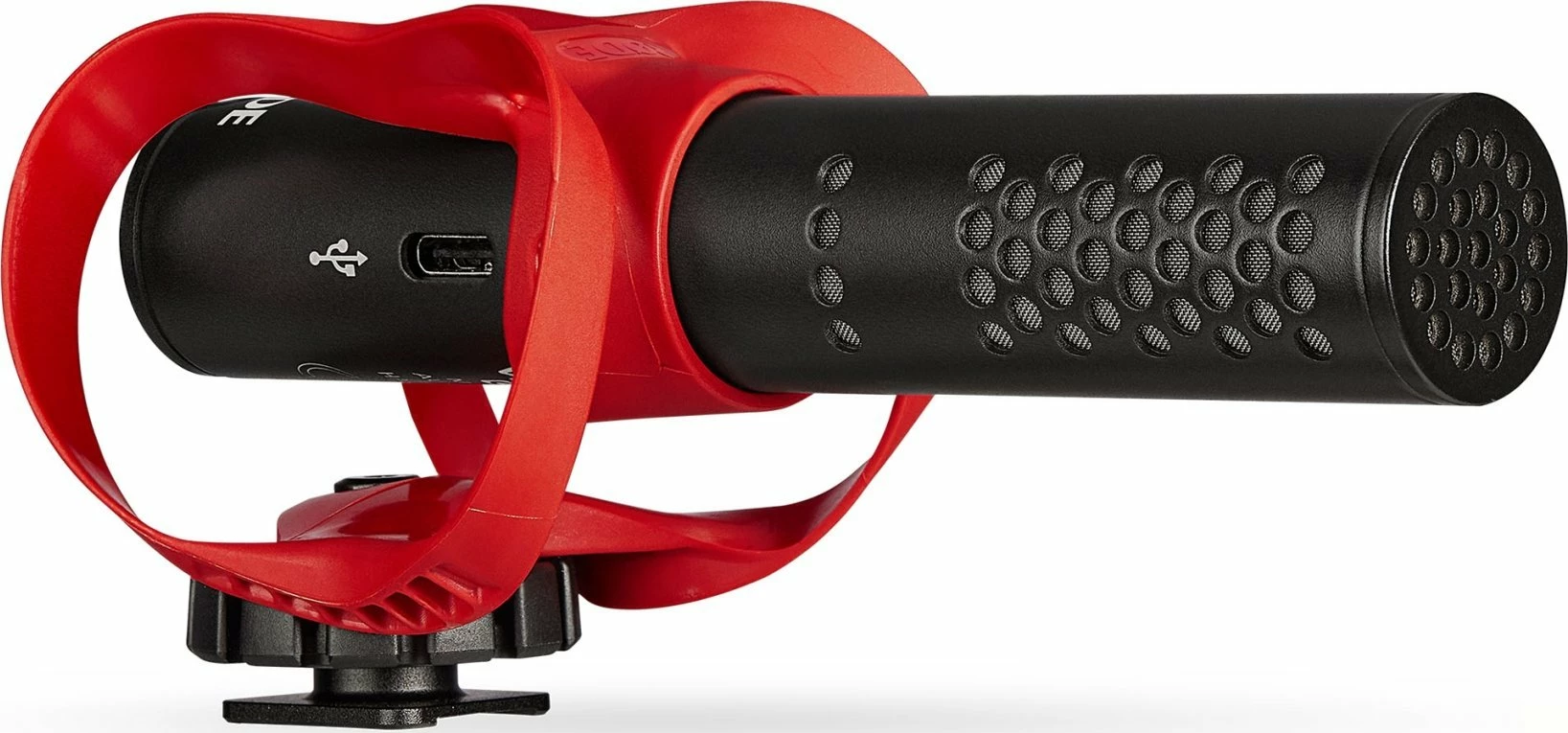 Mikrofon Rode VideoMic GO II Helix, kondensator shotgun, USB-C + 3.5 mm TRS, superkardioid, zi/kuq, me mbajtëse HELIX