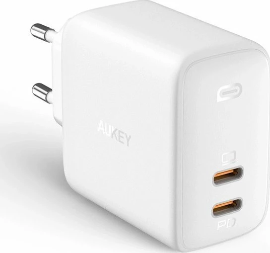 Karikues USB-C Aukey PA-B4 65W 2x USB-C, i bardhë