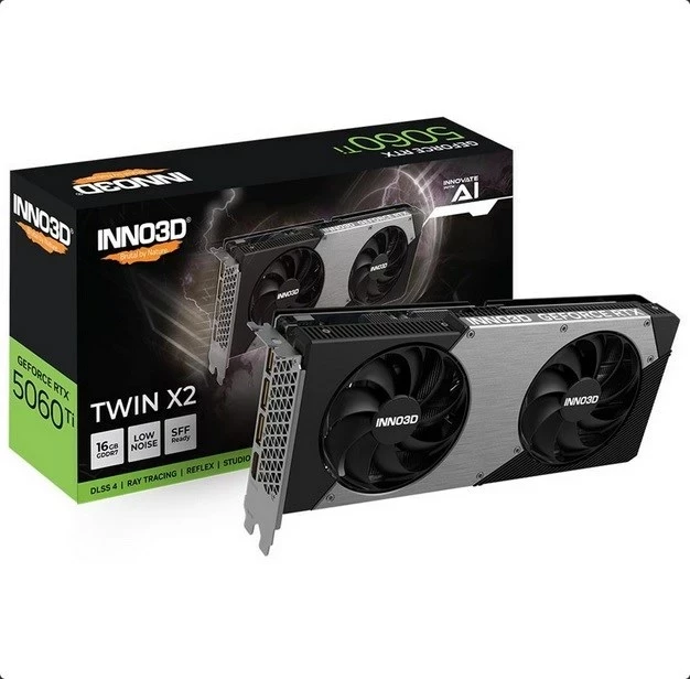 Kartë grafike INNO3D GeForce RTX 5060 Ti TWIN X2, 16GB, Gri