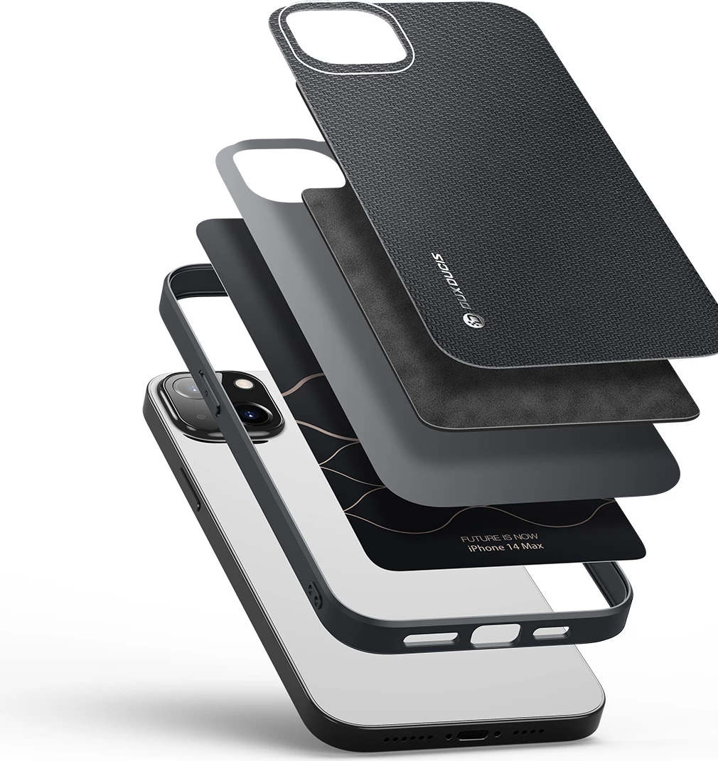 Mbështjellës Dux Ducis Fino për iPhone 14 Plus, najlon, i zi