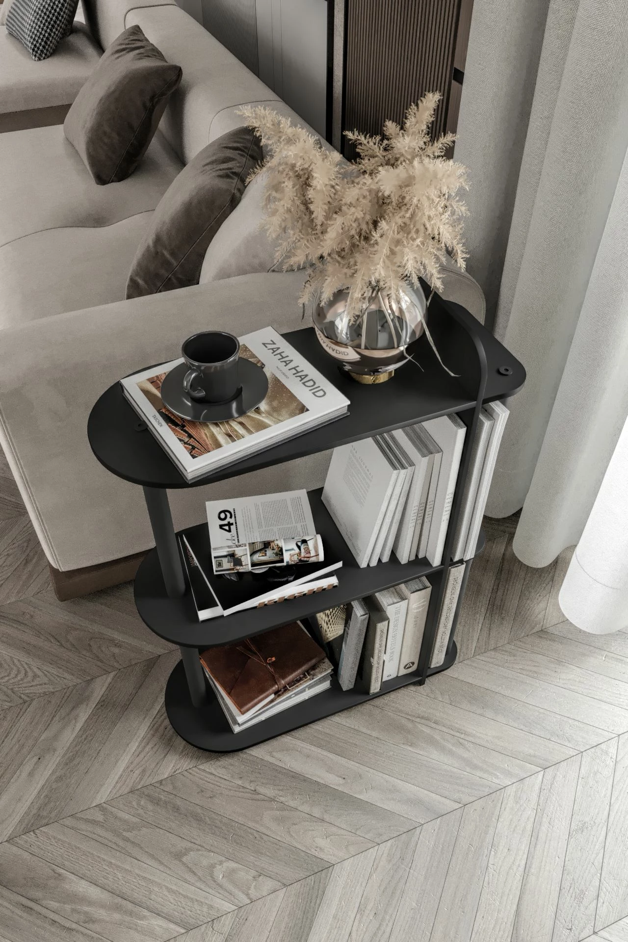 Tavolinë anësore Skye Decor, Kaiteki, e zezë