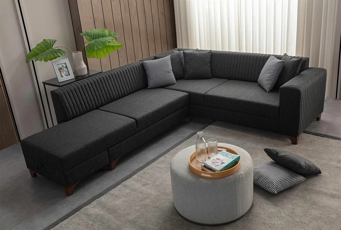 Kënd-sofë shtrat Atelier del Sofa, West majtas, ngjyrë antracit
