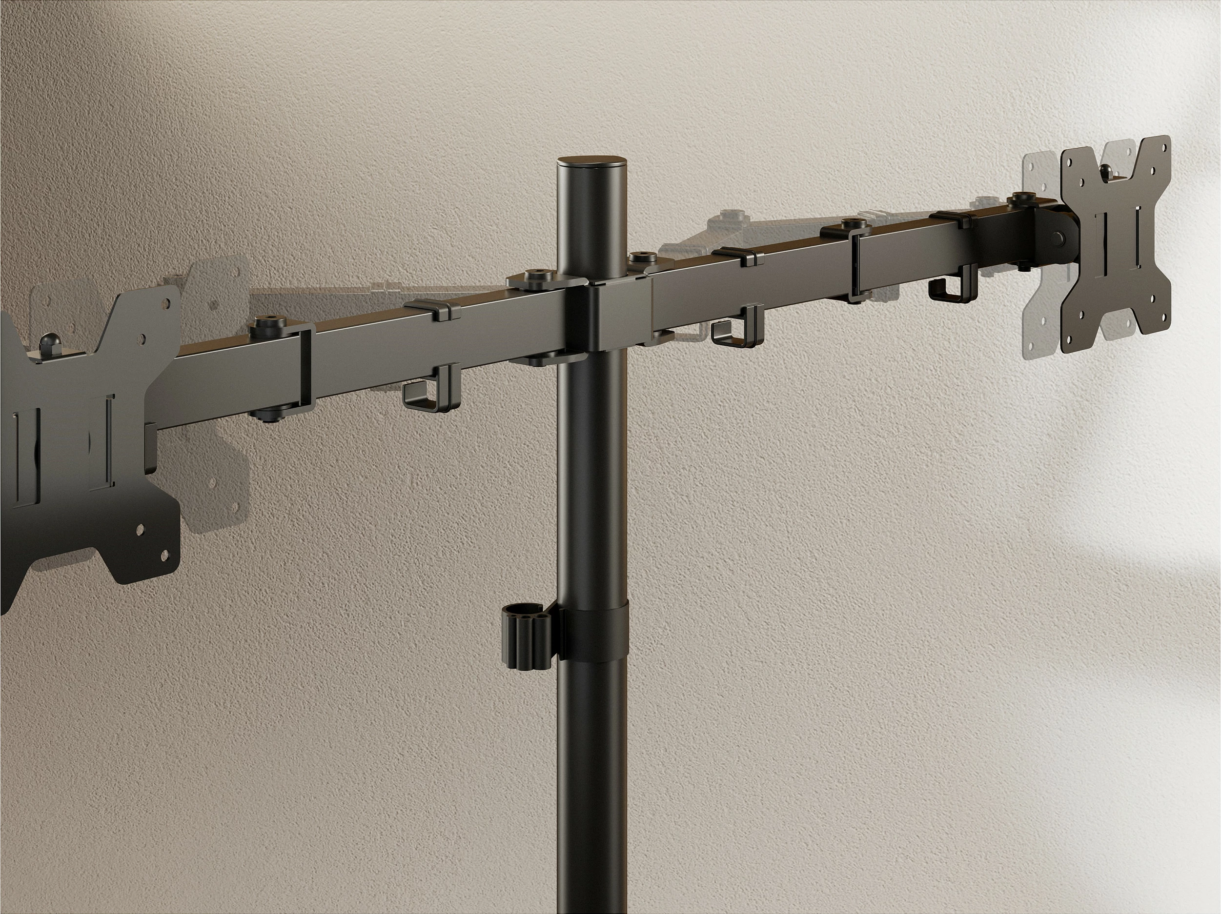 Mbajtëse tavoline për 2 monitorë Equip 17"-32", VESA 75x75/100x100, 360°, 2x10kg, e zezë