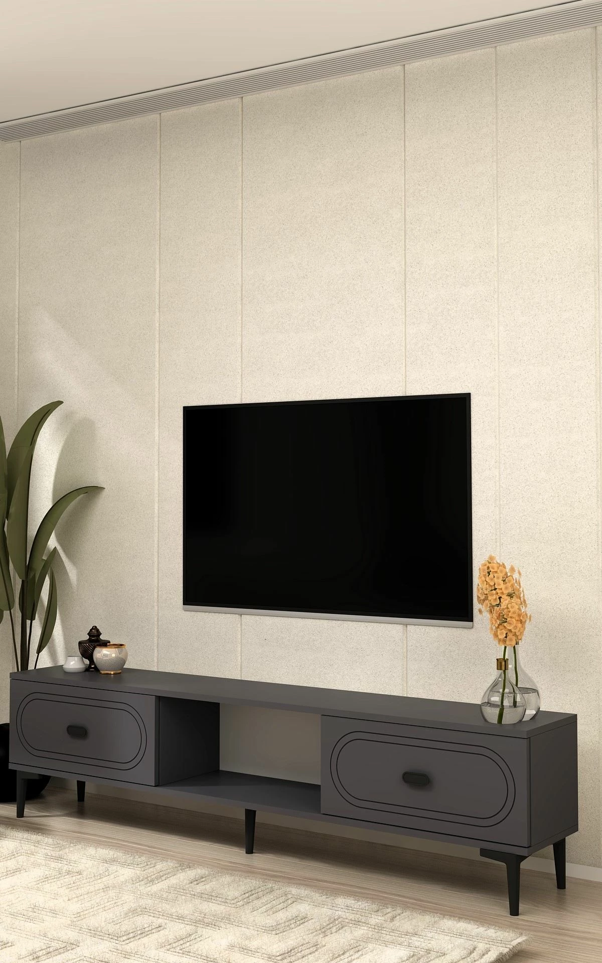 Komodë TV Skye Decor, ngjyrë antracit, 150x40.6x29.6cm