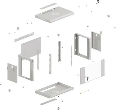 Kabinet rack LANBERG 19" 4U 540x350 mm, derë xhami, gri