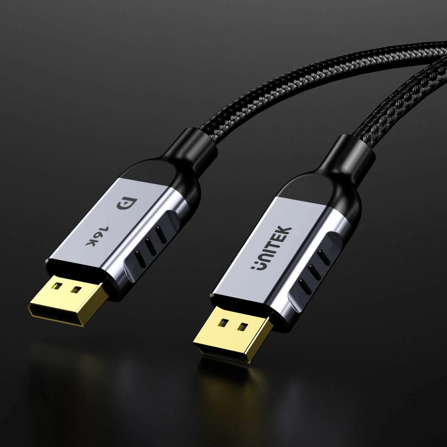 Kabëll Unitek DisplayPort 2.1 8K@120Hz 1,5m, ngjyrë zi-argjendtë
