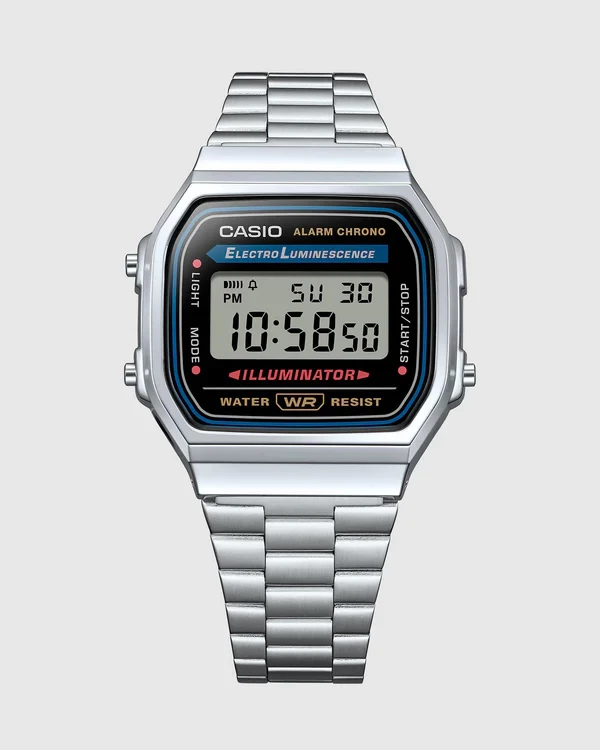 Orë dore Casio A168WA-1, e argjendtë