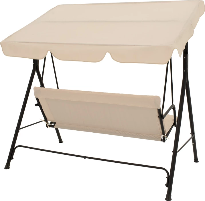 Luhatëse kopshti metalike, ngjyrë e zezë, pëlhurë bezhë, 170x110x153cm