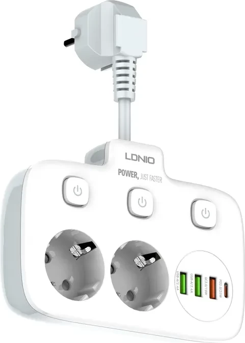 Prizë e rrymës Ldnio 2 AC Outlets Portable Electrical Extension Socket