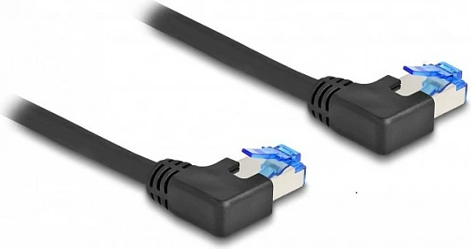 Kabllo rrjeti DeLOCK RJ45 Cat6a S/FTP 0.5m, konektorë këndorë, e zezë