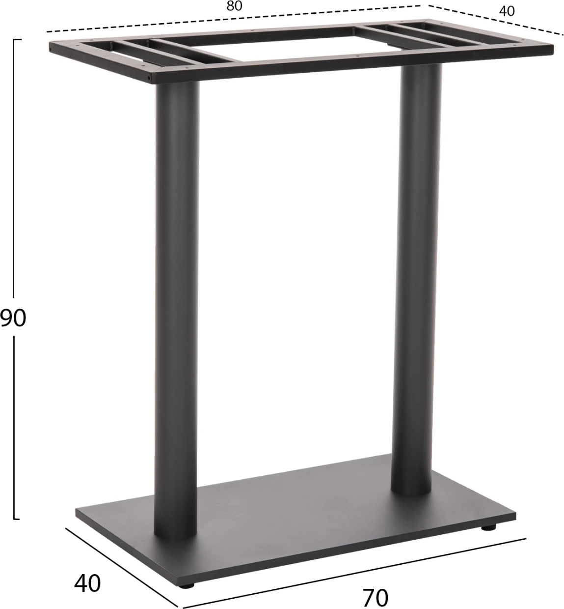 Bazë për tavolinë bar, FH478.20, lartësi mesatare, metal gri mat, 2-shtylla, 40x80x90 cm