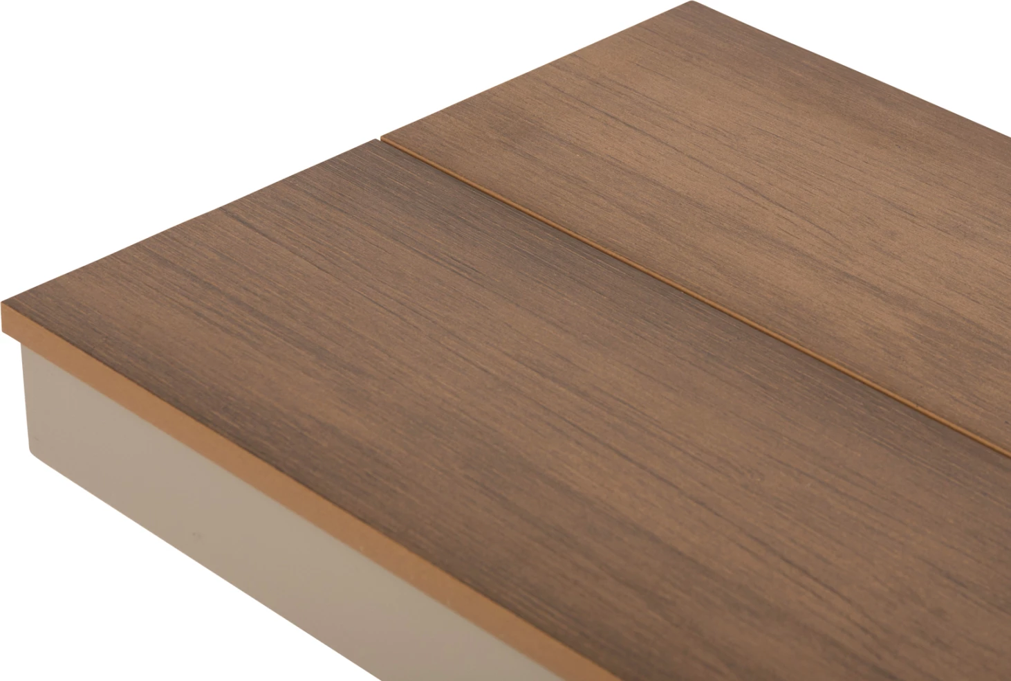 Stol alumini TAWNEE FH6040.04 ngjyrë shampanje - sipërfaqe polivudi ngjyrë druri natyral 220x36x44,5Hcm