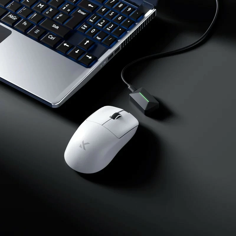 Maus gaming Mchose L7 Ultra+, wireless/USB-C, 42000 DPI, 48 g, e bardhë