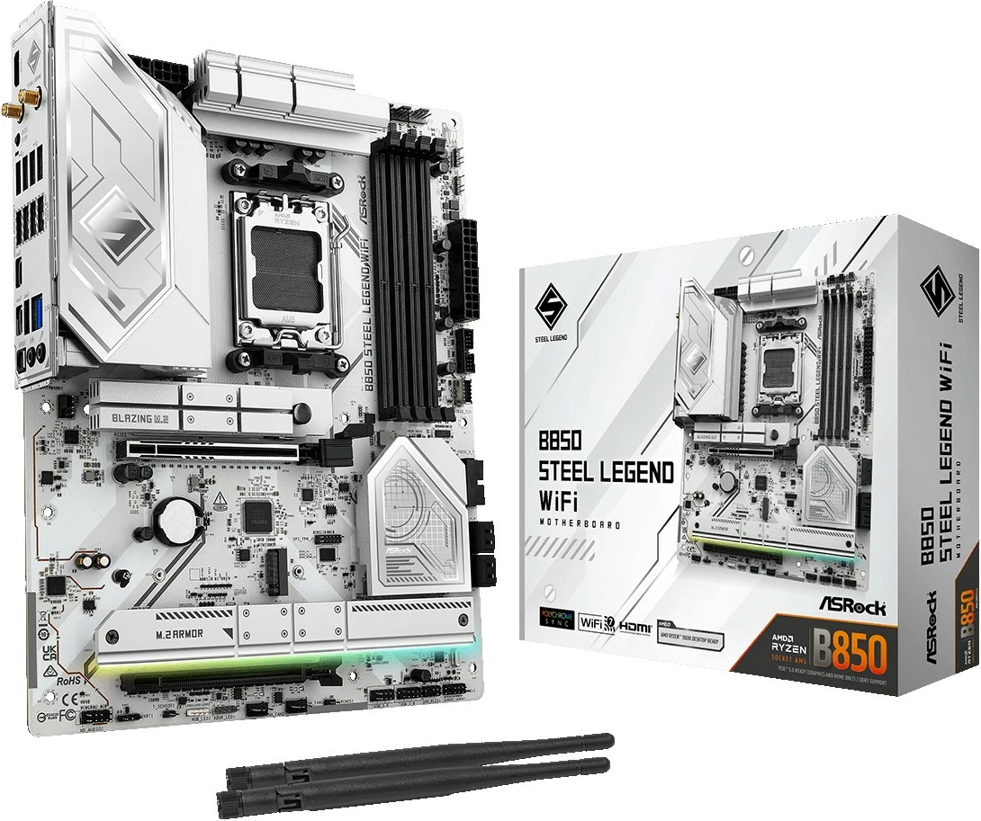 Pllakë amë ASRock B850 Steel Legend WiFi, Socket AM5, DDR5-SDRAM, 256 GB