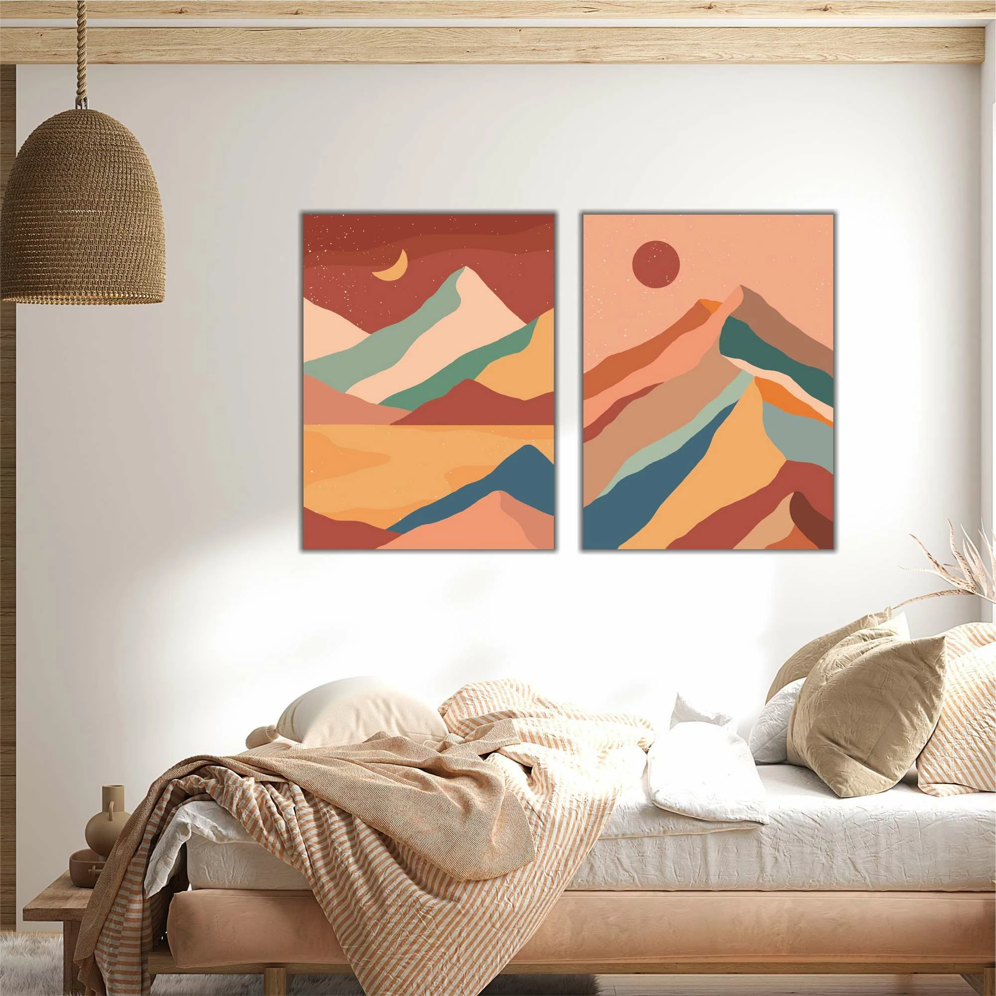 Pikturë dekorative MDF (2 copë), Wallity, shumëngjyrëshe, 60x80cm
