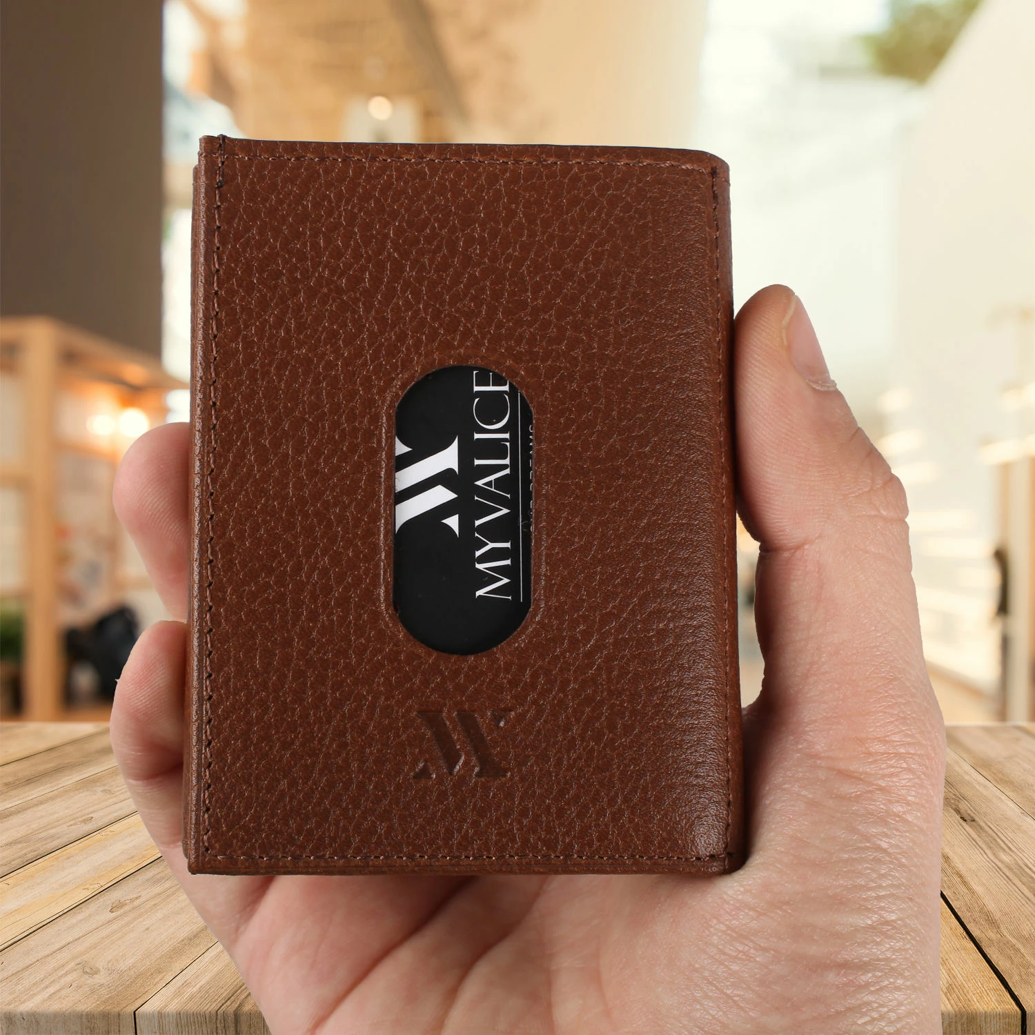 Portofol lëkure ngjyrë tan Zoozie Bags, 4496