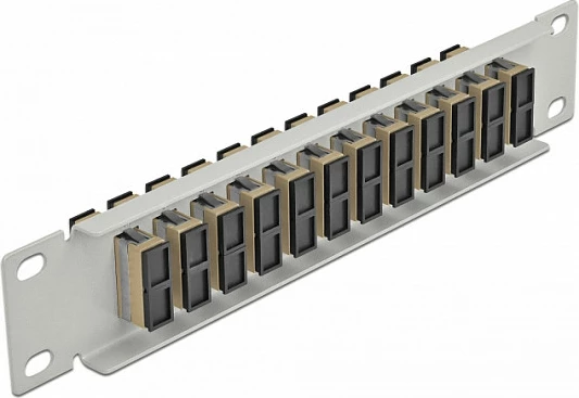 Patch panel fibër optike DeLOCK 10", 12 port SC Duplex, 1U, beige/gri